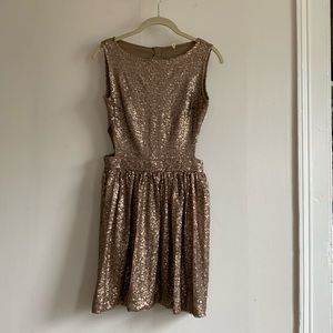 Anthropologie Raga Champagne Backless Sequin Party Dress​ women’s size small
